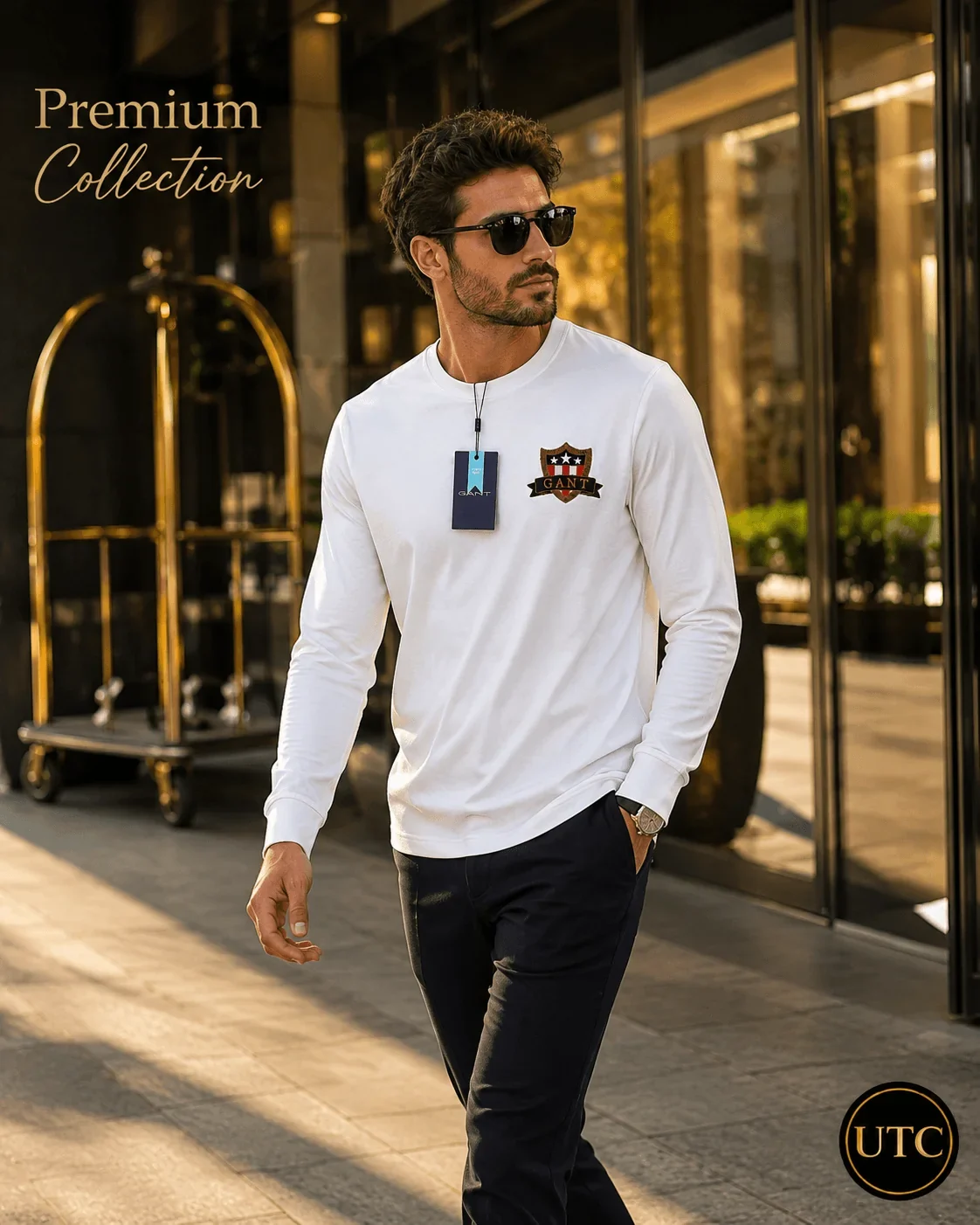 GANT Men's Premium White Long Sleeve T-Shirt ๐ | 100% Soft Cotton Crew Neck | Classic Everyday Luxury - Image 4
