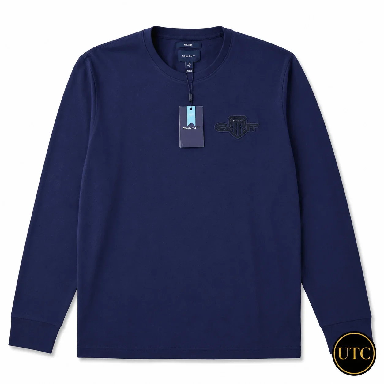 GANT Men's Premium Navy Long Sleeve T-Shirt ๐ | 100% Soft Cotton Crew Neck | Luxury Casual Everyday Wear