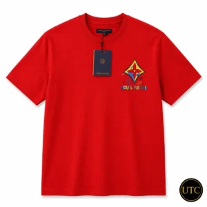 Louis Vuitton Men's Premium Red Logo T-Shirt 👕 | 100% Soft Cotton Crew Neck | 🔥 Luxury Designer Casual Wear
