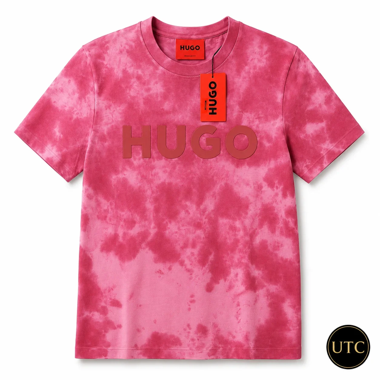 HUGO Men's Premium Pink Tie-Dye T-Shirt π | Soft Cotton Crew Neck | Luxury Everyday Style | π¨π¦ Fast Shipping
