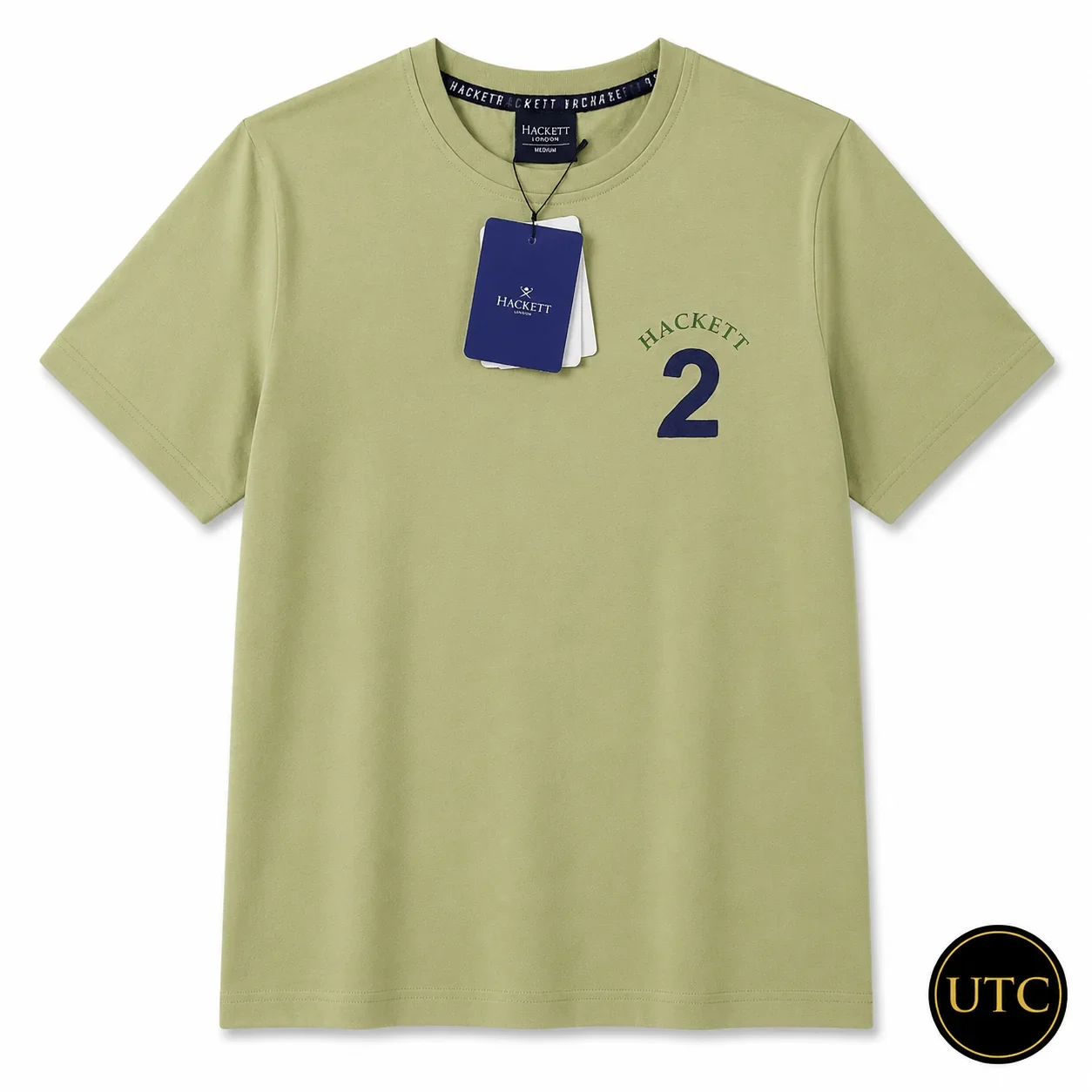Hackett London Men's Premium Sage Green T-Shirt ๐ | 100% Soft Cotton Crew Neck | Luxury Casual Everyday Wear