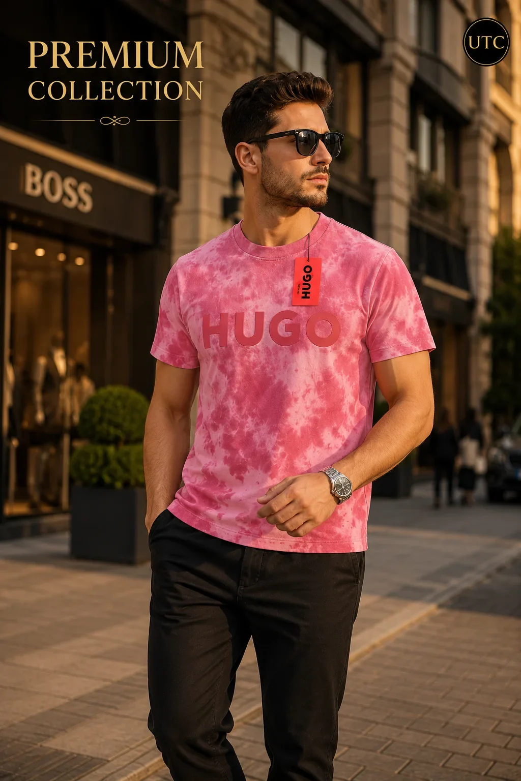 HUGO Men's Premium Pink Tie-Dye T-Shirt π | Soft Cotton Crew Neck | Luxury Everyday Style | π¨π¦ Fast Shipping - Image 6