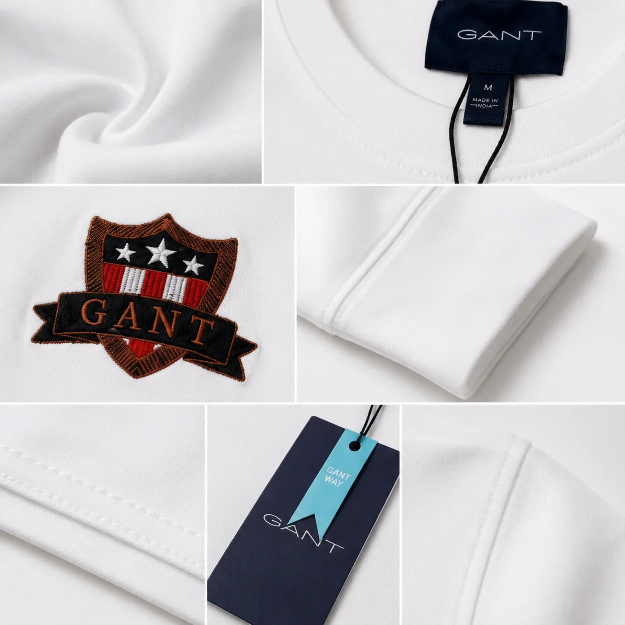 GANT Men's Premium White Long Sleeve T-Shirt ๐ | 100% Soft Cotton Crew Neck | Classic Everyday Luxury - Image 5