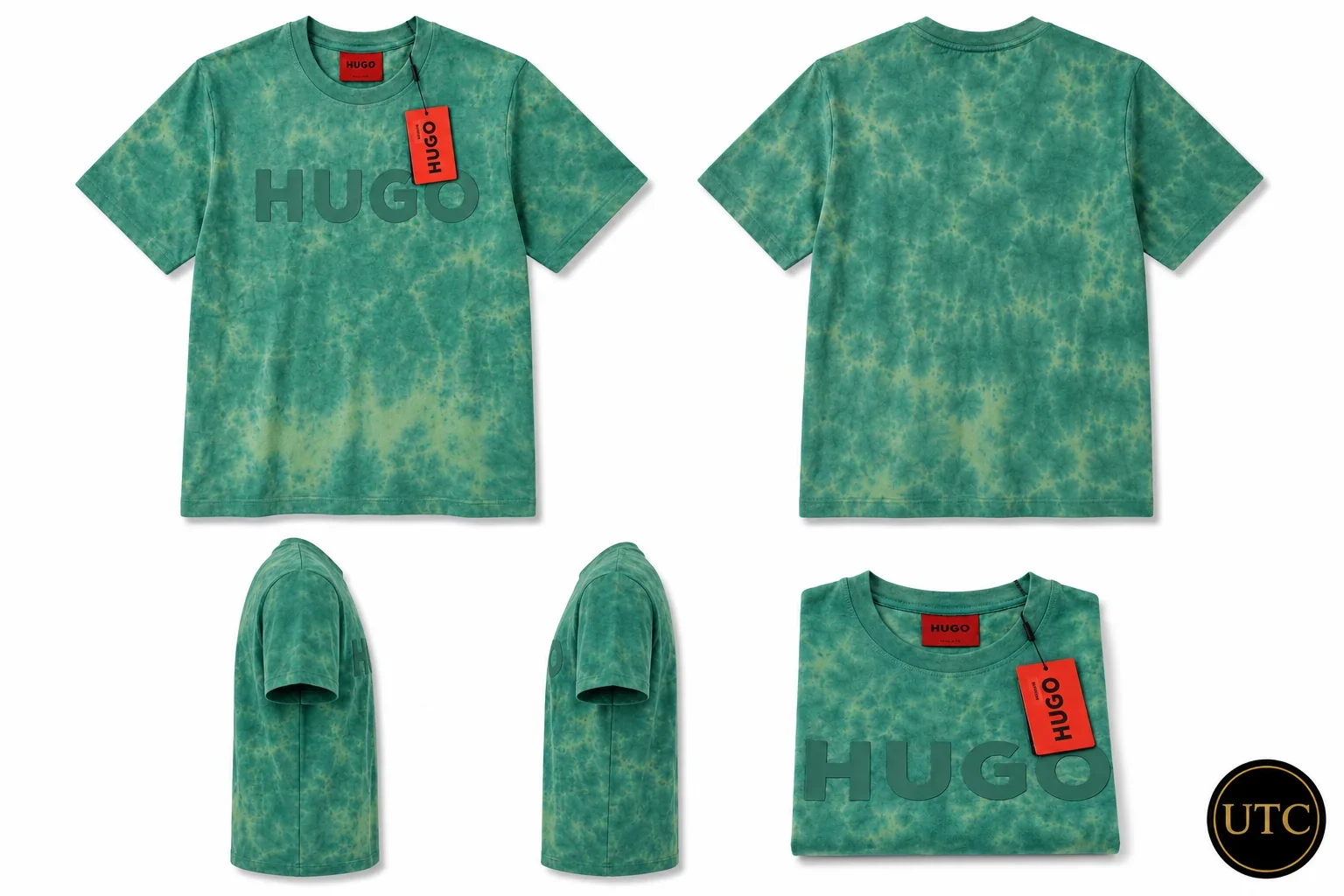 HUGO Men's Premium Green Tie-Dye Logo T-Shirt ๐ | Soft Cotton Crew Neck | ๐ฟ Luxury Everyday Style | ๐จ๐ฆ Fast Shipping - Image 6