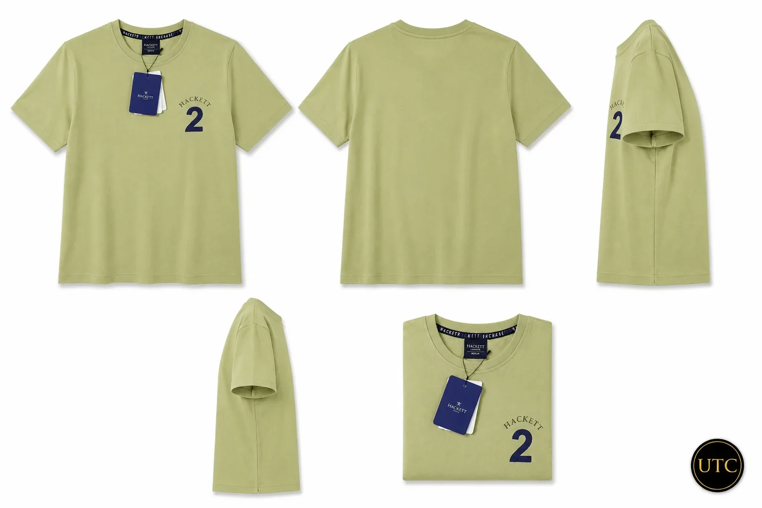 Hackett London Men's Premium Sage Green T-Shirt ๐ | 100% Soft Cotton Crew Neck | Luxury Casual Everyday Wear - Image 3