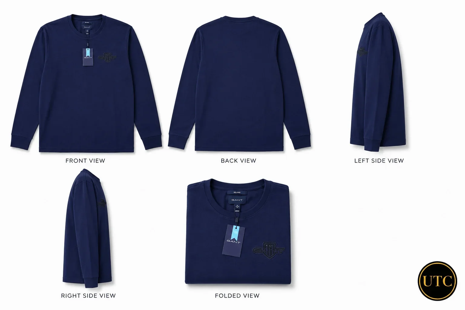 GANT Men's Premium Navy Long Sleeve T-Shirt ๐ | 100% Soft Cotton Crew Neck | Luxury Casual Everyday Wear - Image 3