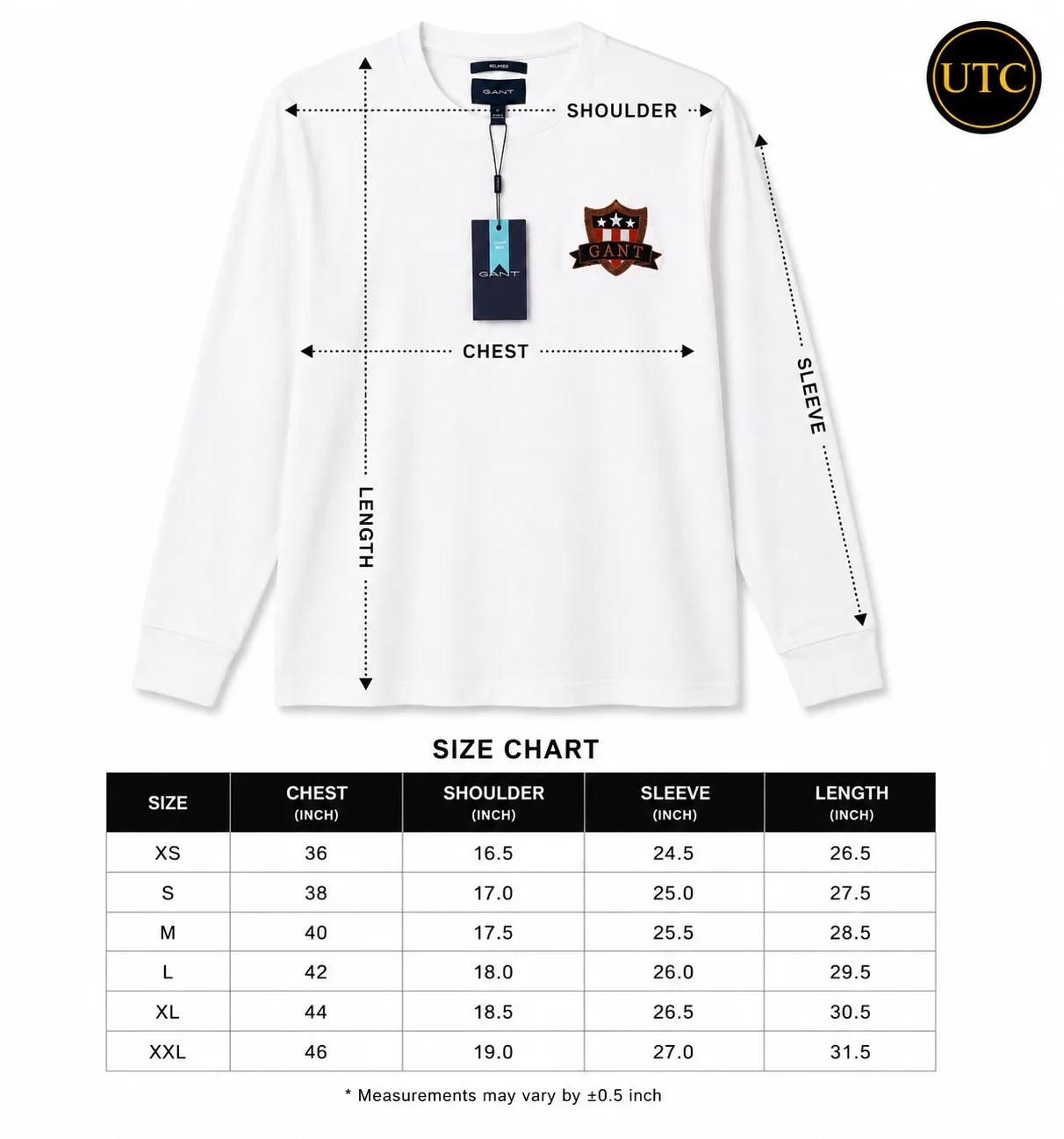 GANT Men's Premium White Long Sleeve T-Shirt ๐ | 100% Soft Cotton Crew Neck | Classic Everyday Luxury - Image 6