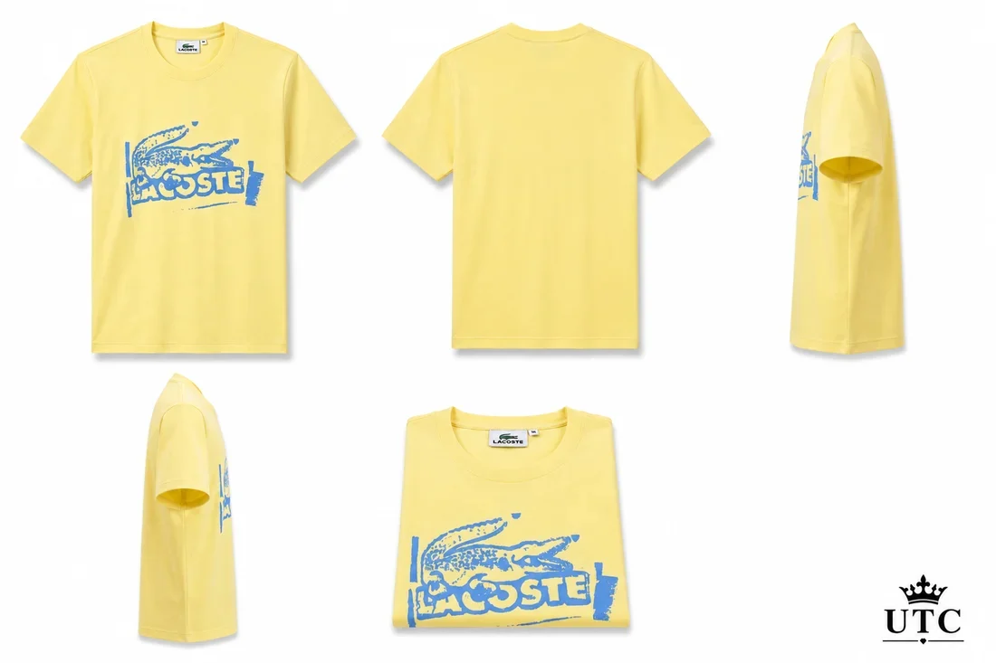 Lacoste Men's Yellow Graphic T-Shirt | Premium Cotton Crew Neck Short Sleeve Tee - Image 3