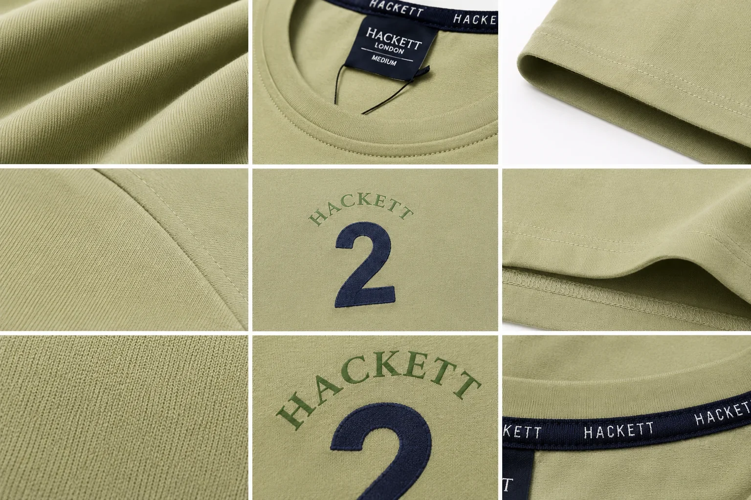 Hackett London Men's Premium Sage Green T-Shirt ๐ | 100% Soft Cotton Crew Neck | Luxury Casual Everyday Wear - Image 4