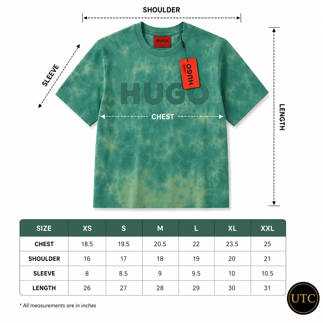 HUGO Men's Premium Green Tie-Dye Logo T-Shirt ๐ | Soft Cotton Crew Neck | ๐ฟ Luxury Everyday Style | ๐จ๐ฆ Fast Shipping - Image 8