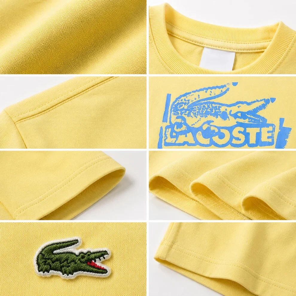Lacoste Men's Yellow Graphic T-Shirt | Premium Cotton Crew Neck Short Sleeve Tee - Image 4