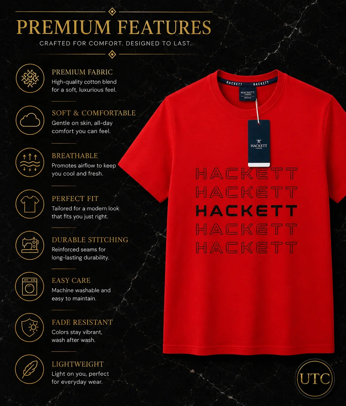 Hackett London Men's Premium Red Logo T-Shirt π | Soft Cotton Crew Neck | π¬π§ Luxury British Style | π¨π¦ Fast Shipping - Image 4