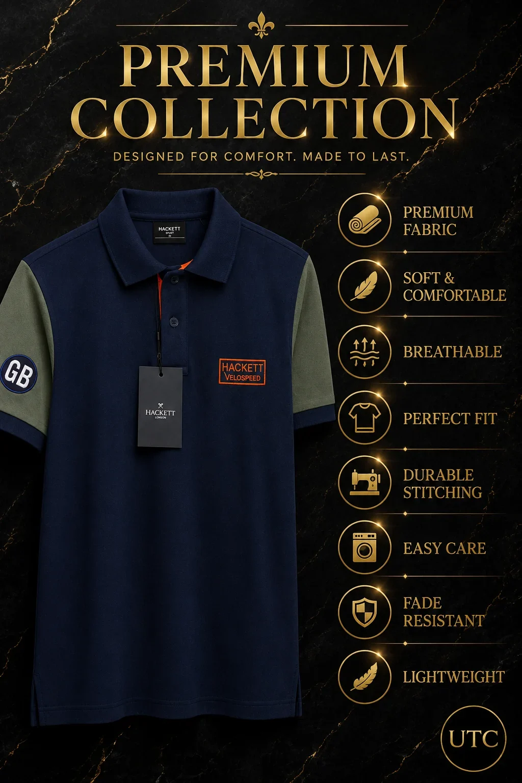 Hackett London Velospeed Men's Premium Polo Shirt ๐โจ | Navy Blue Performance Cotton | 100% Authentic - Image 3