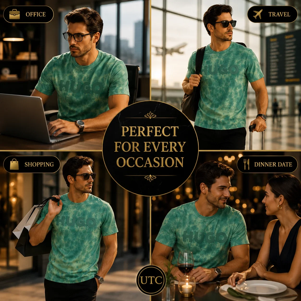 HUGO Men's Premium Green Tie-Dye Logo T-Shirt ๐ | Soft Cotton Crew Neck | ๐ฟ Luxury Everyday Style | ๐จ๐ฆ Fast Shipping - Image 10