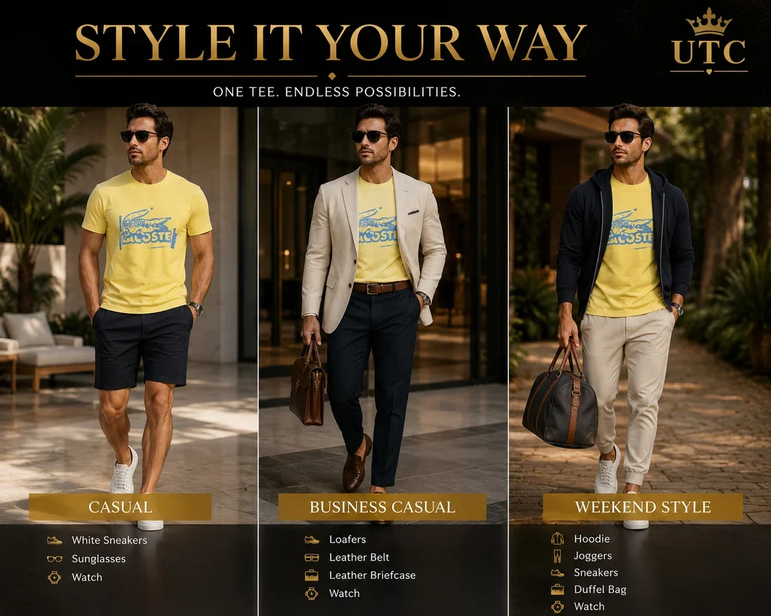 Lacoste Men's Yellow Graphic T-Shirt | Premium Cotton Crew Neck Short Sleeve Tee - Image 6