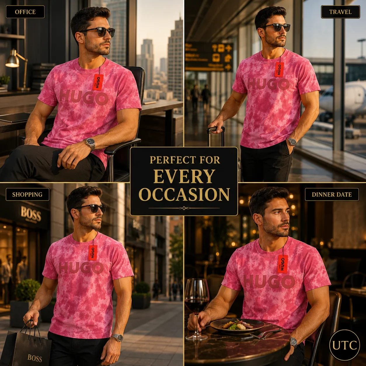 HUGO Men's Premium Pink Tie-Dye T-Shirt π | Soft Cotton Crew Neck | Luxury Everyday Style | π¨π¦ Fast Shipping - Image 3