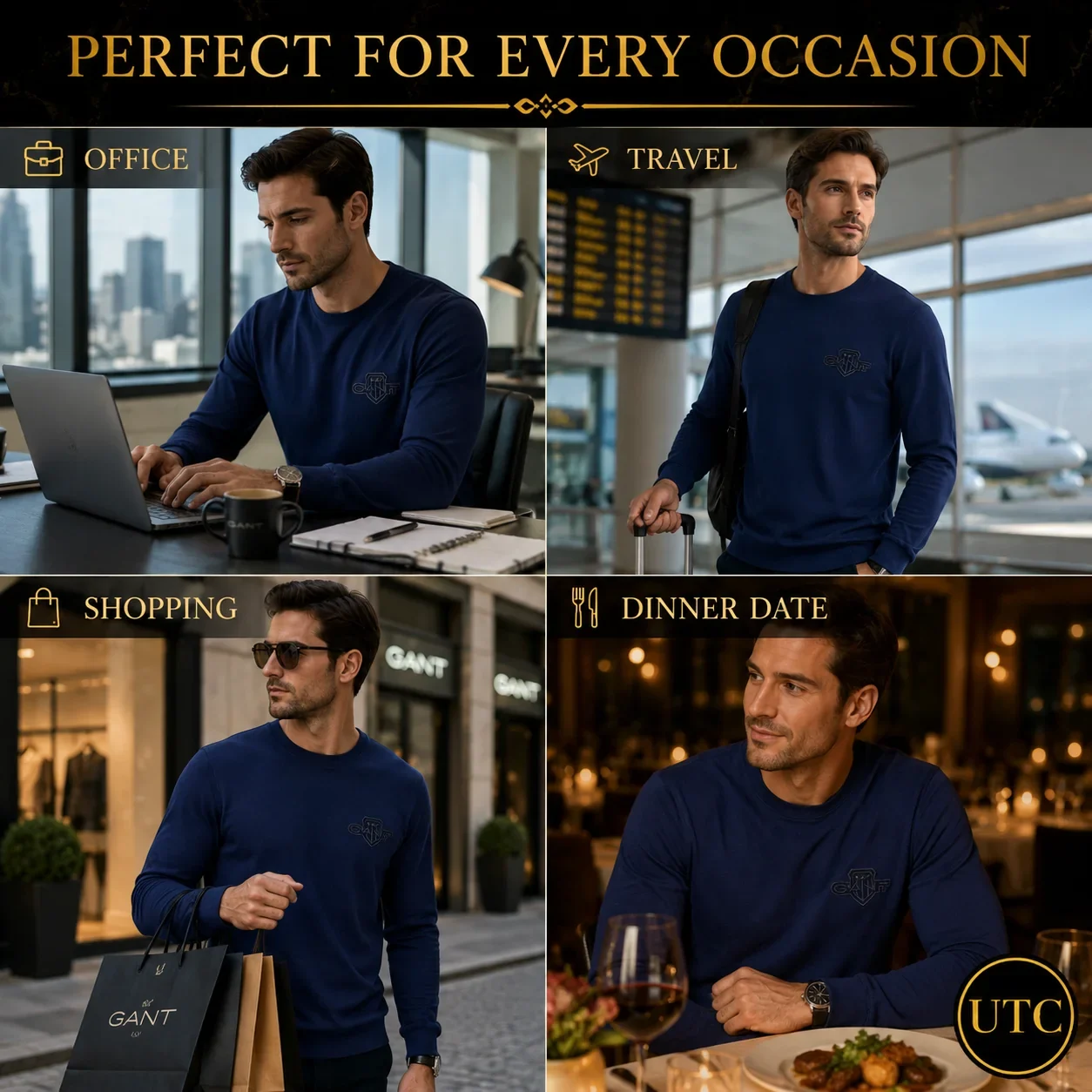 GANT Men's Premium Navy Long Sleeve T-Shirt ๐ | 100% Soft Cotton Crew Neck | Luxury Casual Everyday Wear - Image 8