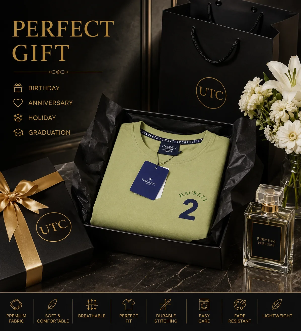 Hackett London Men's Premium Sage Green T-Shirt ๐ | 100% Soft Cotton Crew Neck | Luxury Casual Everyday Wear - Image 7