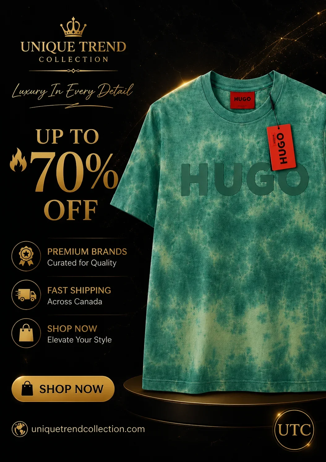 HUGO Men's Premium Green Tie-Dye Logo T-Shirt ๐ | Soft Cotton Crew Neck | ๐ฟ Luxury Everyday Style | ๐จ๐ฆ Fast Shipping - Image 2