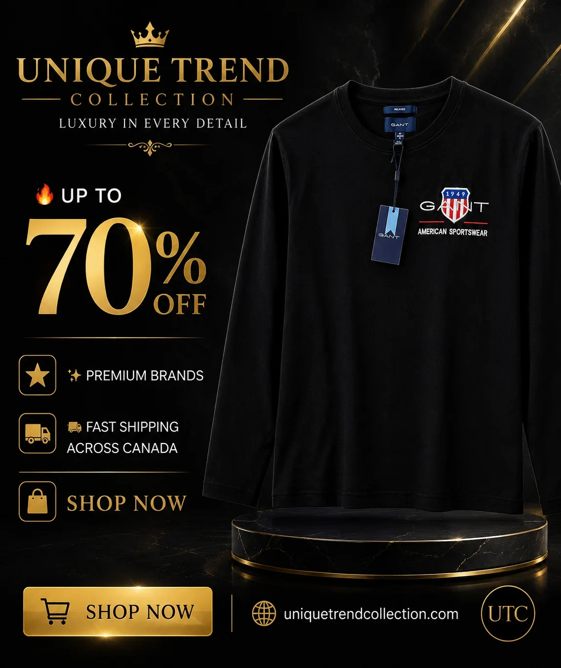 GANT Men's Premium Long Sleeve T-Shirt ๐โจ | 100% Authentic | Classic American Sportswear - Image 3