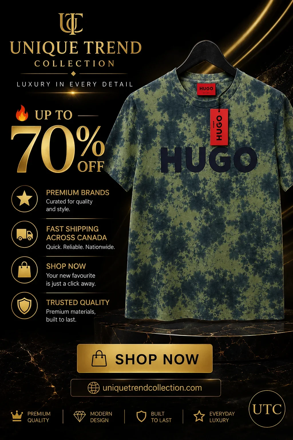 HUGO Men's Premium Tie-Dye Logo T-Shirt π | Soft Cotton | Modern Luxury | π¨π¦ Fast Shipping - Image 3