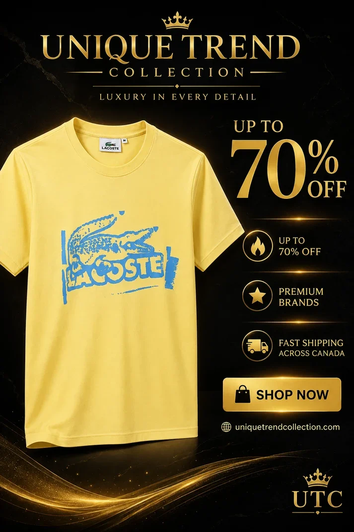 Lacoste Men's Yellow Graphic T-Shirt | Premium Cotton Crew Neck Short Sleeve Tee - Image 9