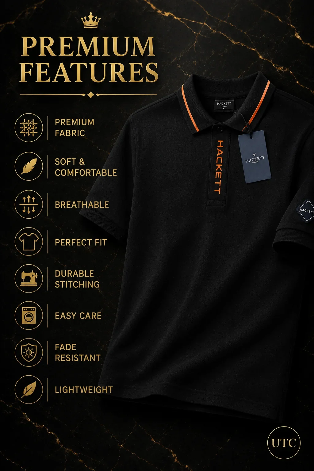 Hackett London Men's Premium Black Polo Shirt ๐โจ | Luxury Cotton | Smart Casual - Image 4